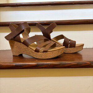 Naturalizer cork-wedge platform sandals, size 8.5